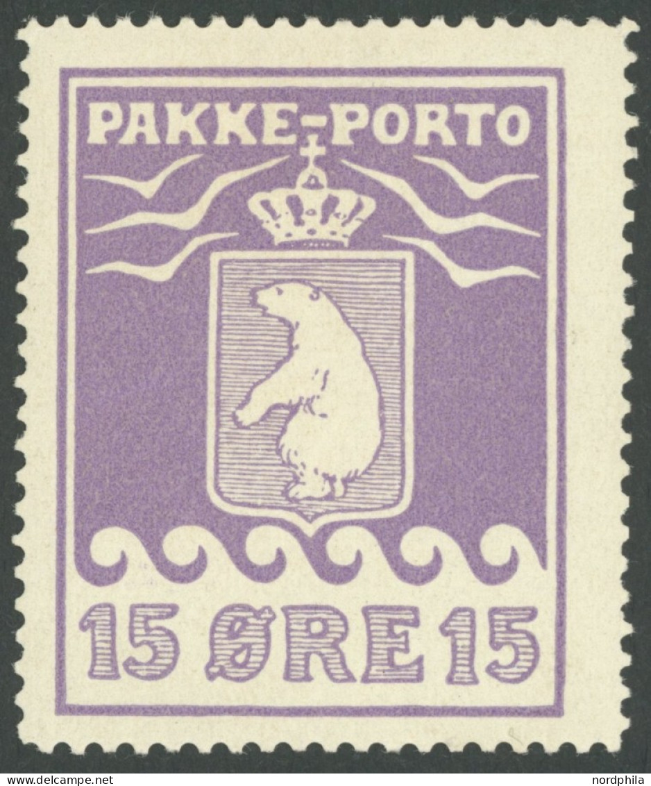 GRÖNLAND - PAKKE-PORTO 8A *, 1915, 15 Ø Violett, (Facit P 8I), Falzrest, Pracht - Spoorwegzegels