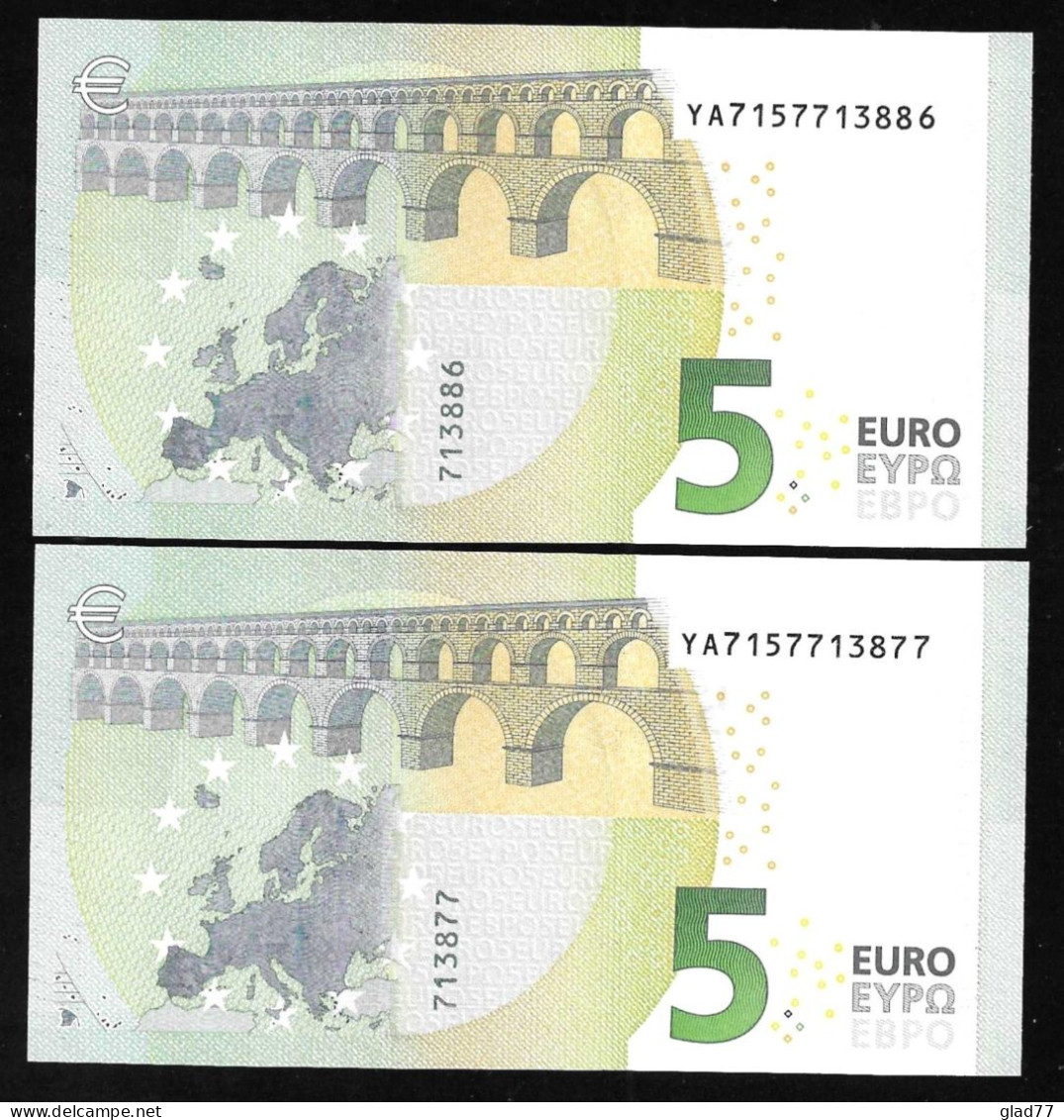 New Issue 2023 Two Pieces Consecutive Numbers Greece  Printer Y008A5 ! "Y" 5 EURO GEM UNC! Lagarde Signature! New Issue! - 5 Euro