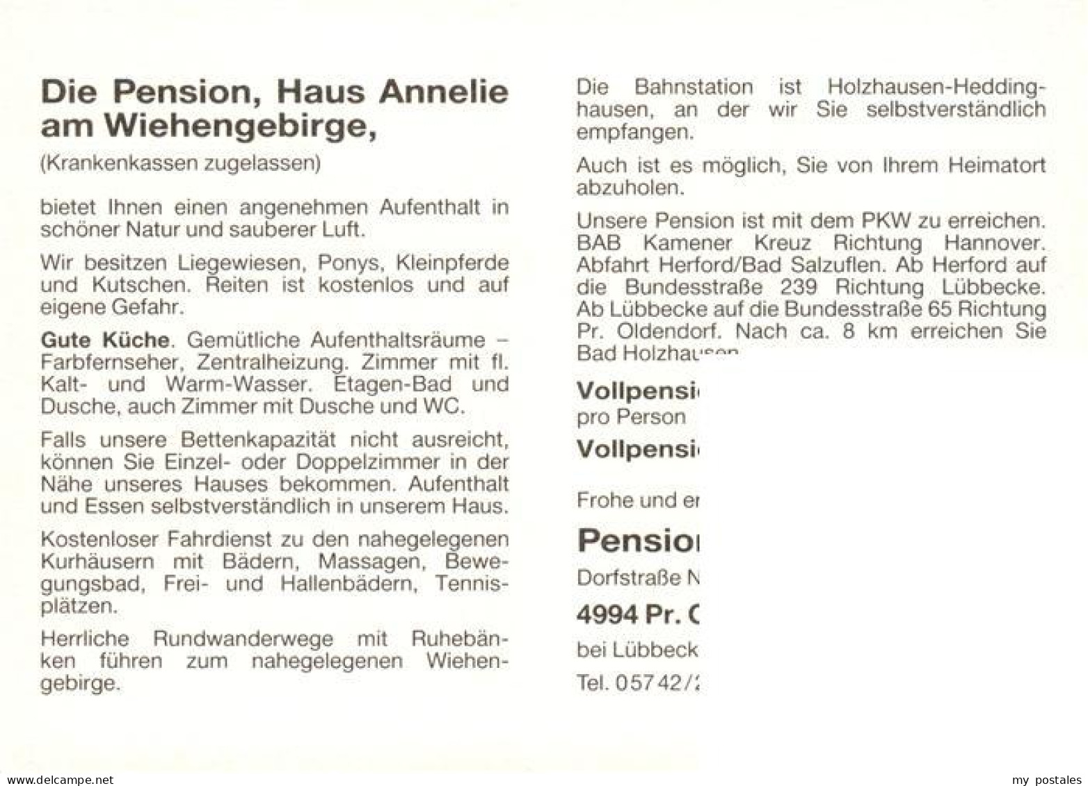 73881288 Bad Holzhausen Luebbecke Preussisch Oldendorf NRW Pension Haus Annelie  - Getmold