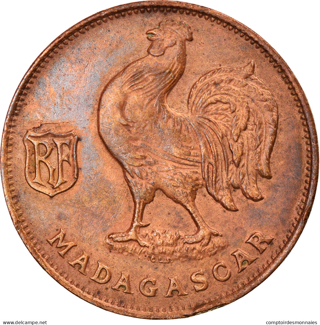 Monnaie, Madagascar, Franc, 1943, Pretoria, TTB, Bronze, KM:2 - Madagascar