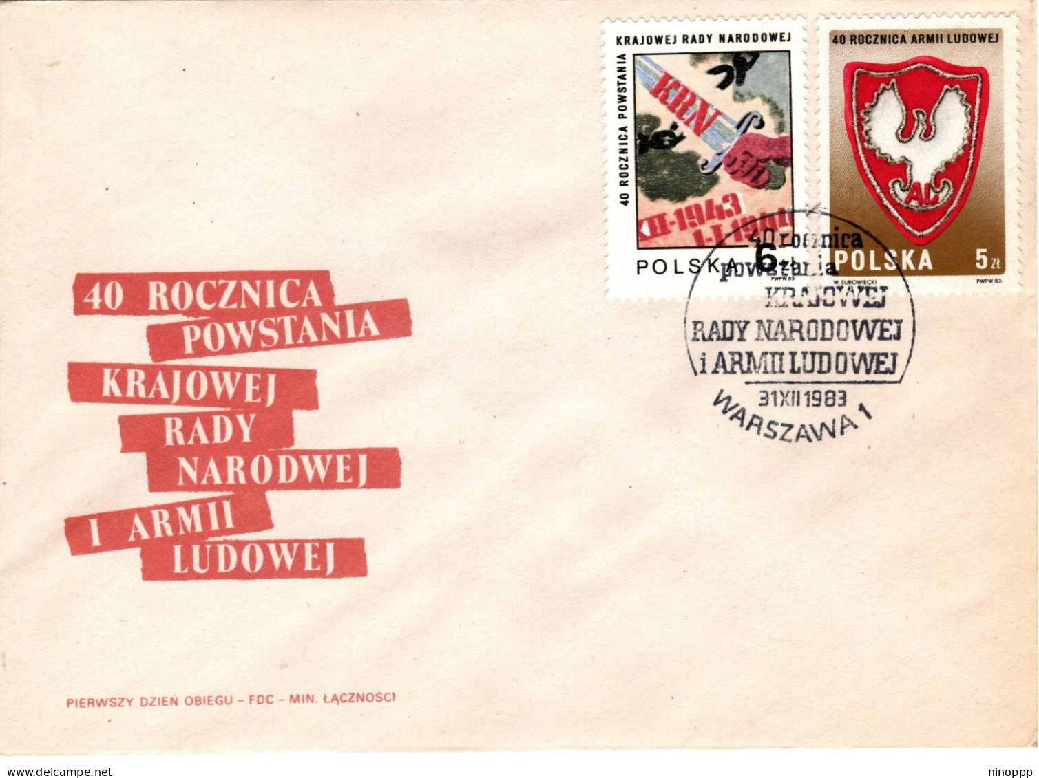 Poland 1983 People's Army 40th Anniversary,First Day Cover - FDC