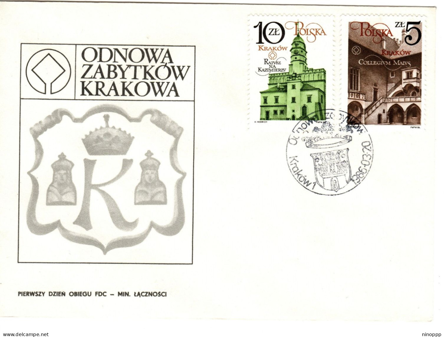 Poland 1986 Cracov Restoration  First Day Cover - FDC