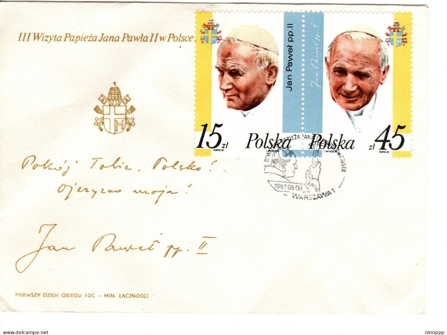 Poland 1987 State Visit Of Pope John Paul II First Day Cover - FDC