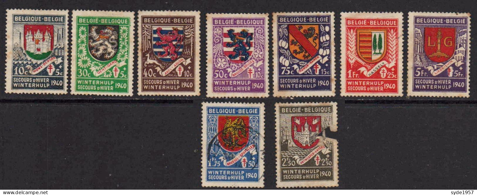 Belgique 1940-1941 Armoiries Des 9 Provinces - 7 Neufs , 1 Oblitéré Et 1 Abimé (n° COB Ci-dessous) - Andere & Zonder Classificatie