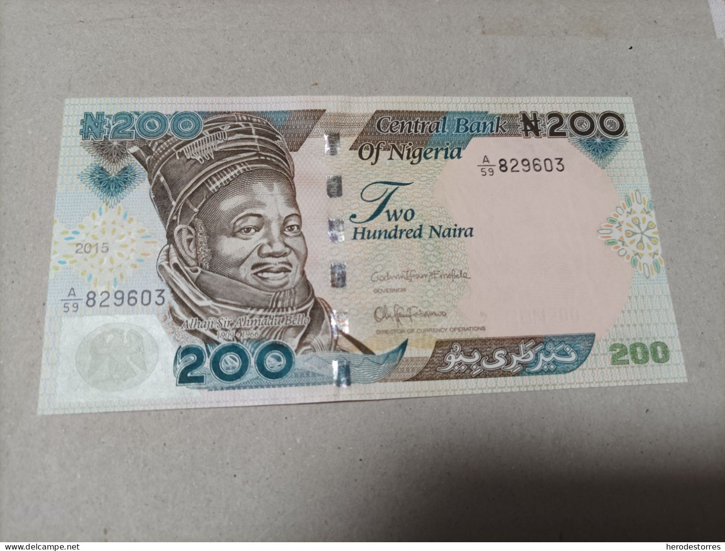 Billete De Nigeria De 200 Naira, Serie A, Año 2015, UNC - Nigeria