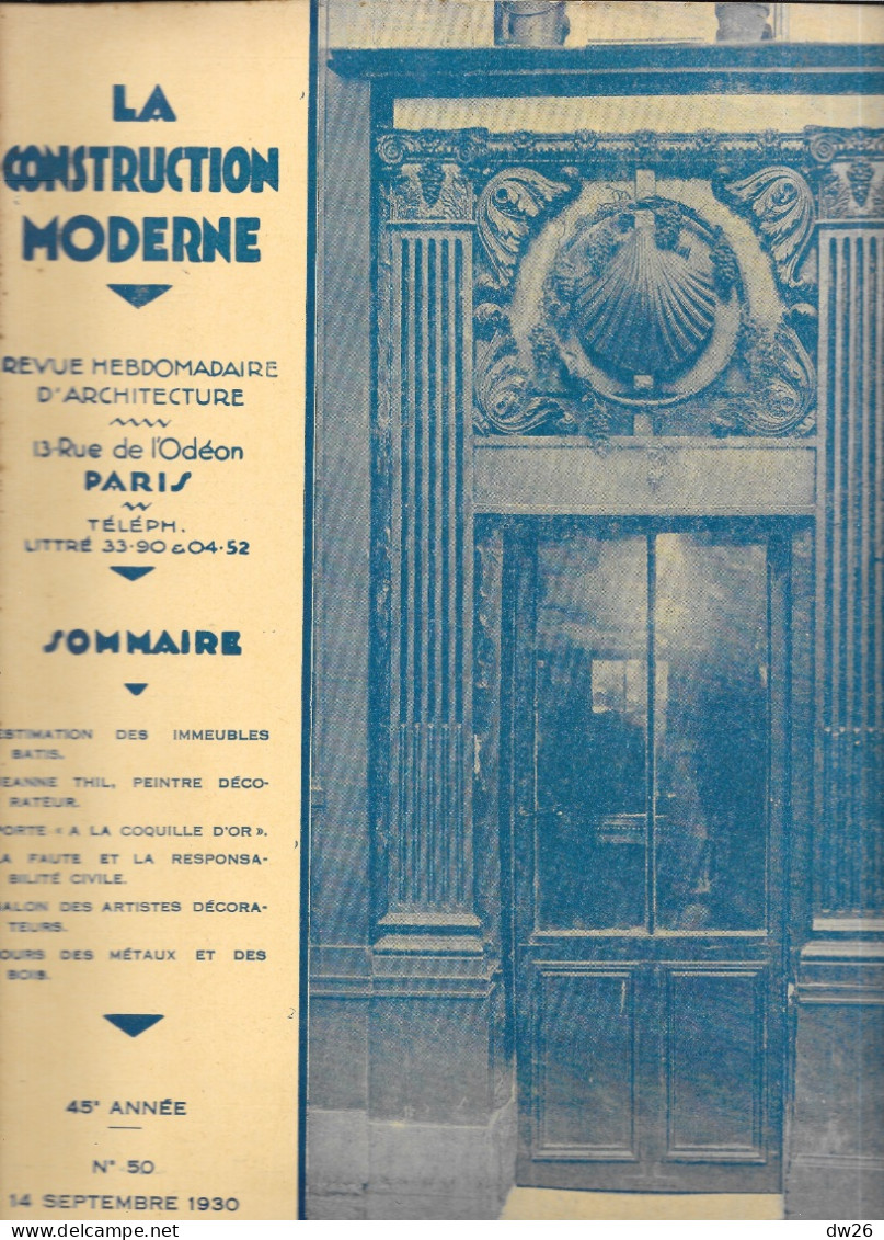 Revue Hebdomadaire D'Architecture - La Construction Moderne N° 50 Du 14 Septembre 1930 - Knutselen / Techniek