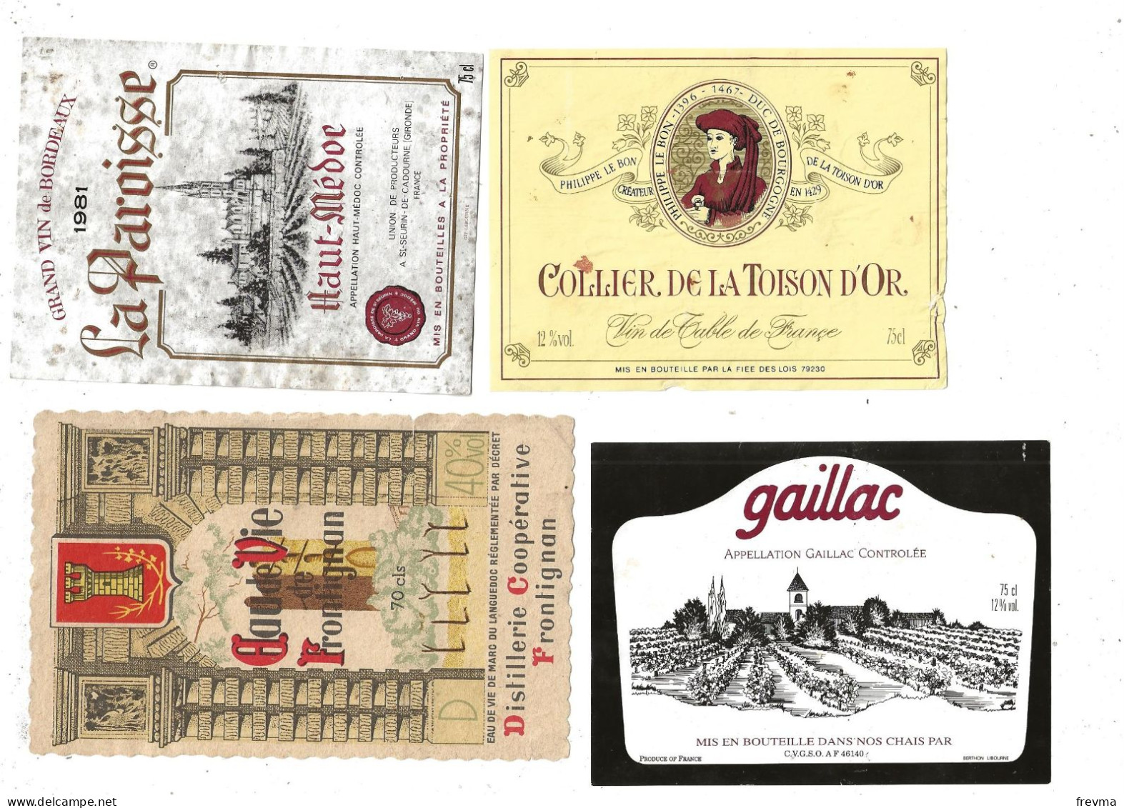 Differentes etiquettes de vins