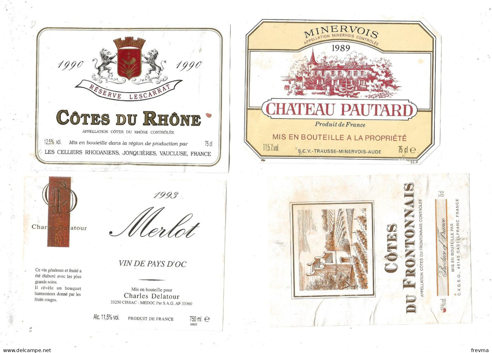 Differentes etiquettes de vins