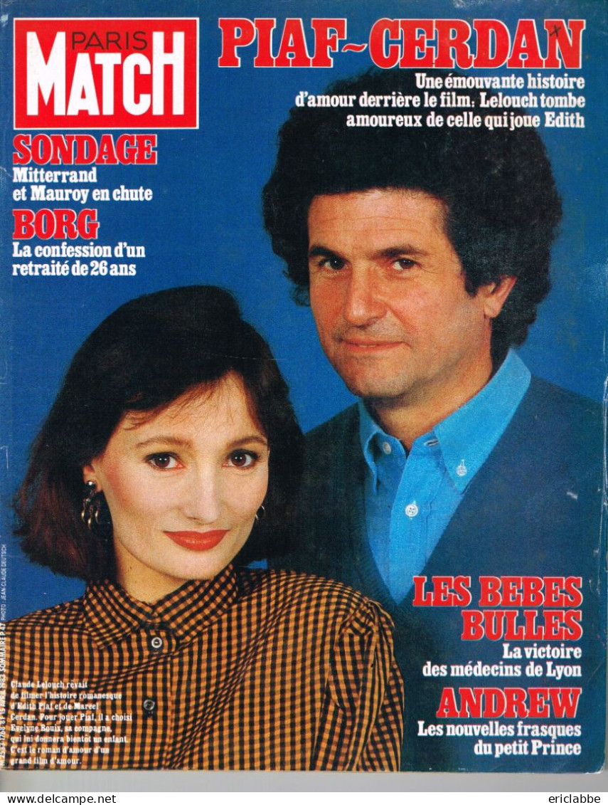 PARIS MATCH N°1768 Du 15 Avril 1983 Claude Lelouch - Evelyne Bouix - Borg - Bébés Bulle - Andrew - Allgemeine Literatur