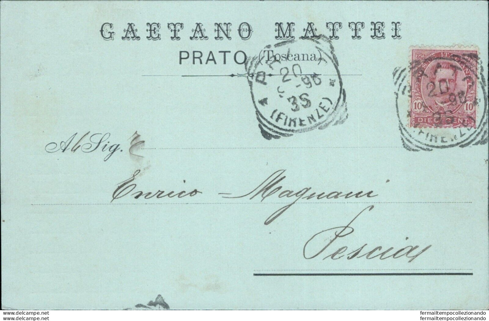 Cl99 Cartolina  Commerciale Prato Gaetano Mattei  1896 - Prato