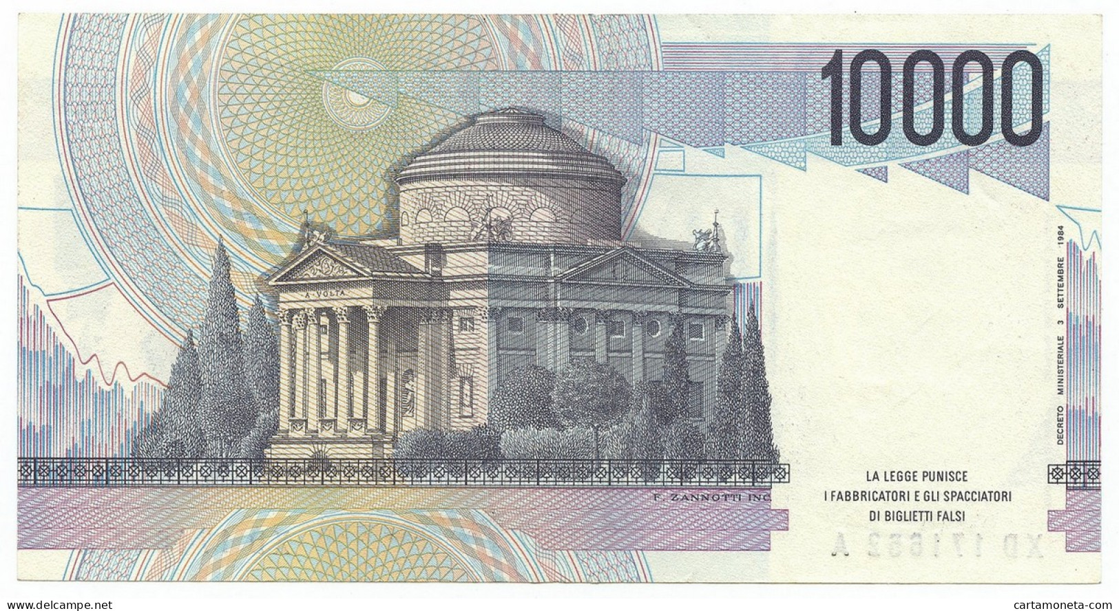 10000 LIRE B. D'ITALIA ALESSANDRO VOLTA SERIE SOSTITUTIVA XD 12/11/1993 SPL+ - Autres & Non Classés