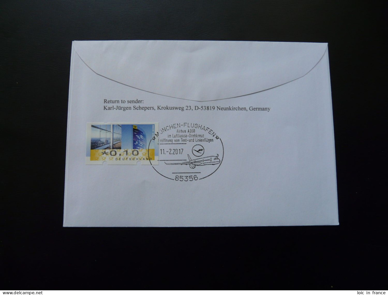 Lettre Premier Vol First Flight Cover Delhi India To Munchen Airbus A350 Lufthansa 2017 - Covers & Documents