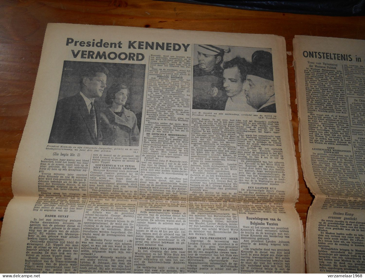 De Moord Op : PRESIDENT KENNEDY , Origenele Krantknipsels Uit : 1963 -- ( Ismo 21 ) - Géographie & Histoire