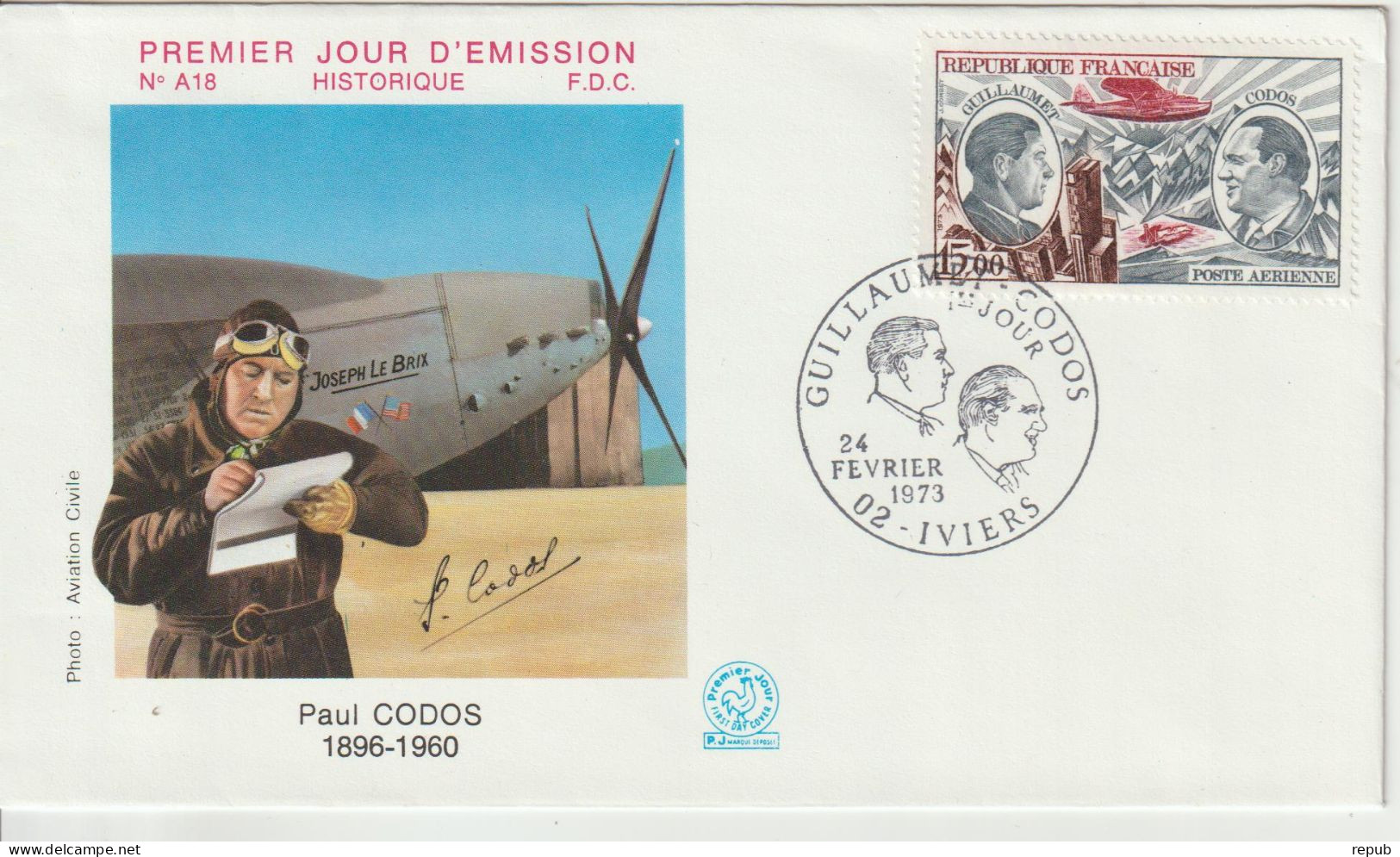 France FDC 1973 Guillaumet Et Codos PA 48 - 1970-1979