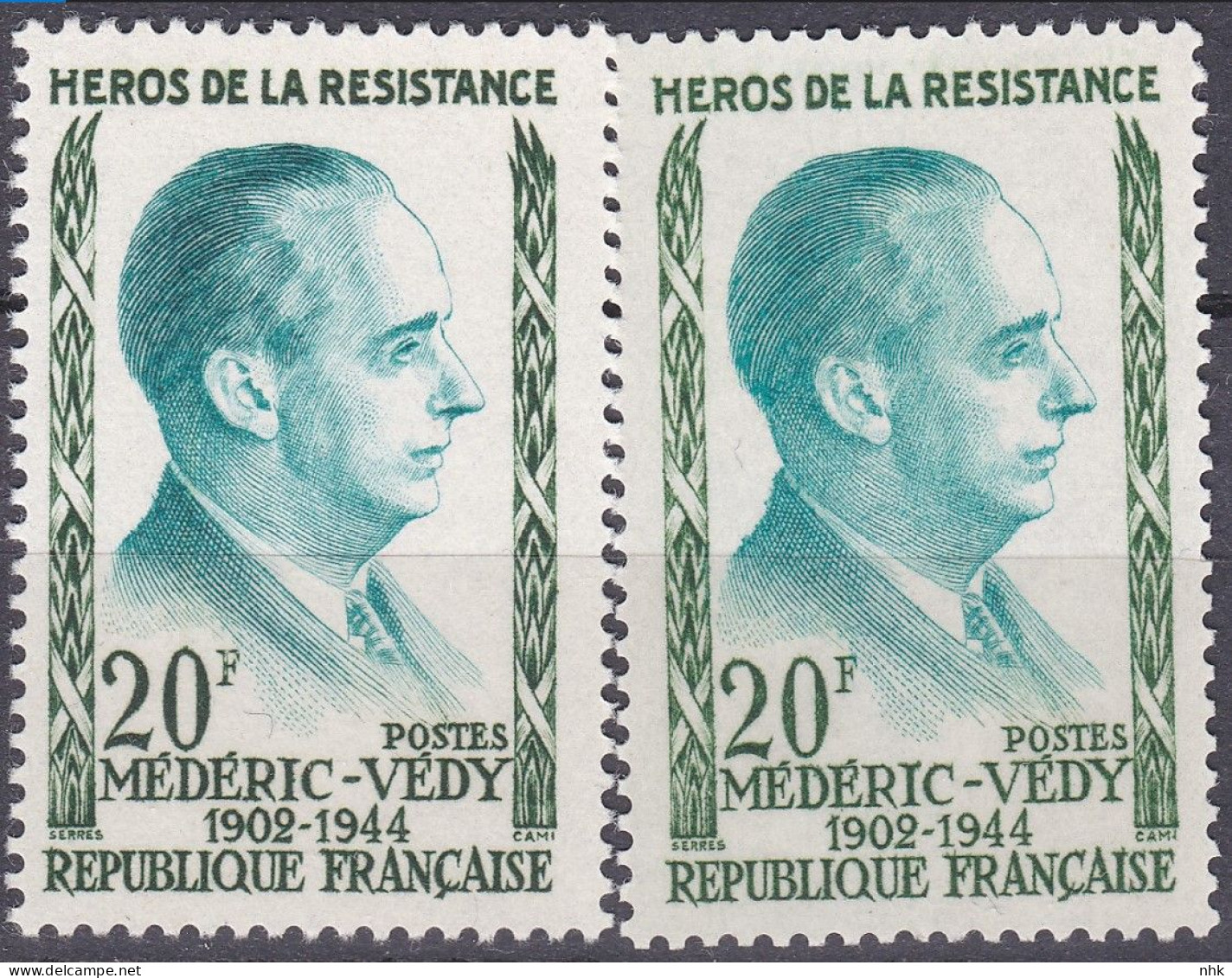 18199 Variété : N° 1200 Médéric-Védy Vert Clair Au Lieu De Vert Foncé + Normal  ** - Ungebraucht