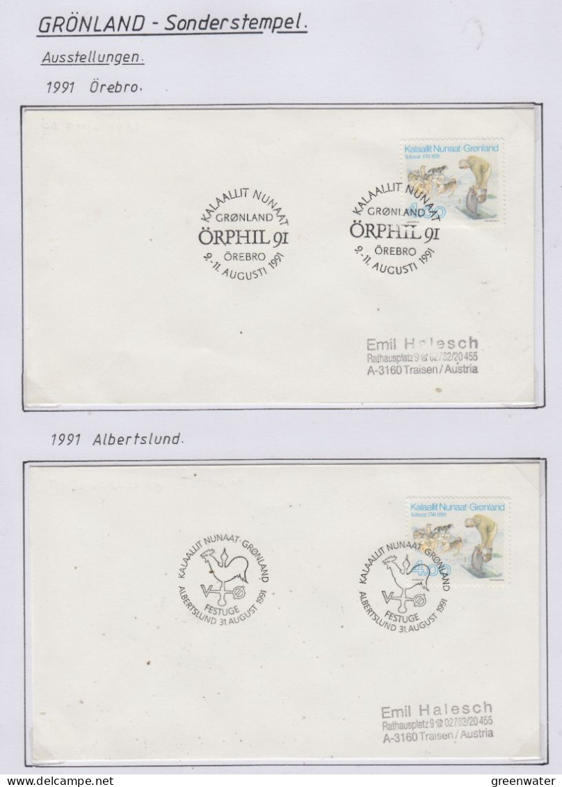 Greenland Sonderstempel 1991 4 Covers (GD166) - Stazioni Scientifiche E Stazioni Artici Alla Deriva