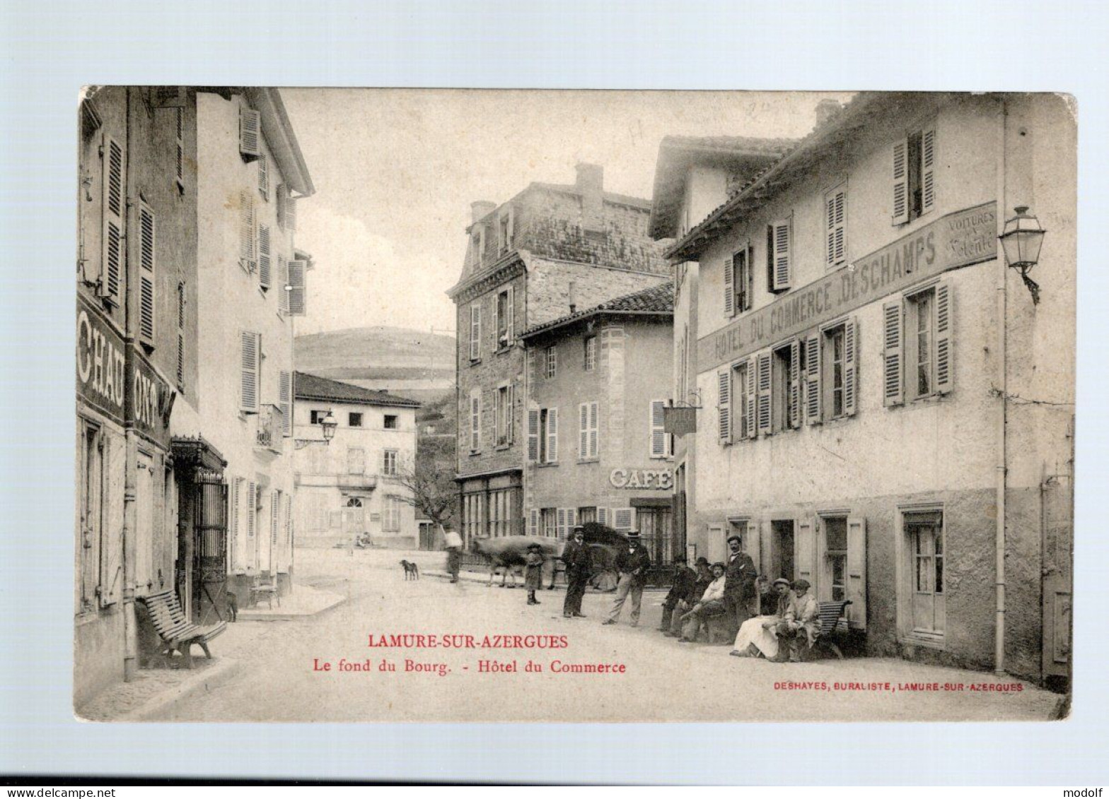 CPA - 69 - Lamure-sur-Azergues - Le Fond Du Bourg - Hôtel Du Commerce - Animée - Circulée En 1905 - Lamure Sur Azergues