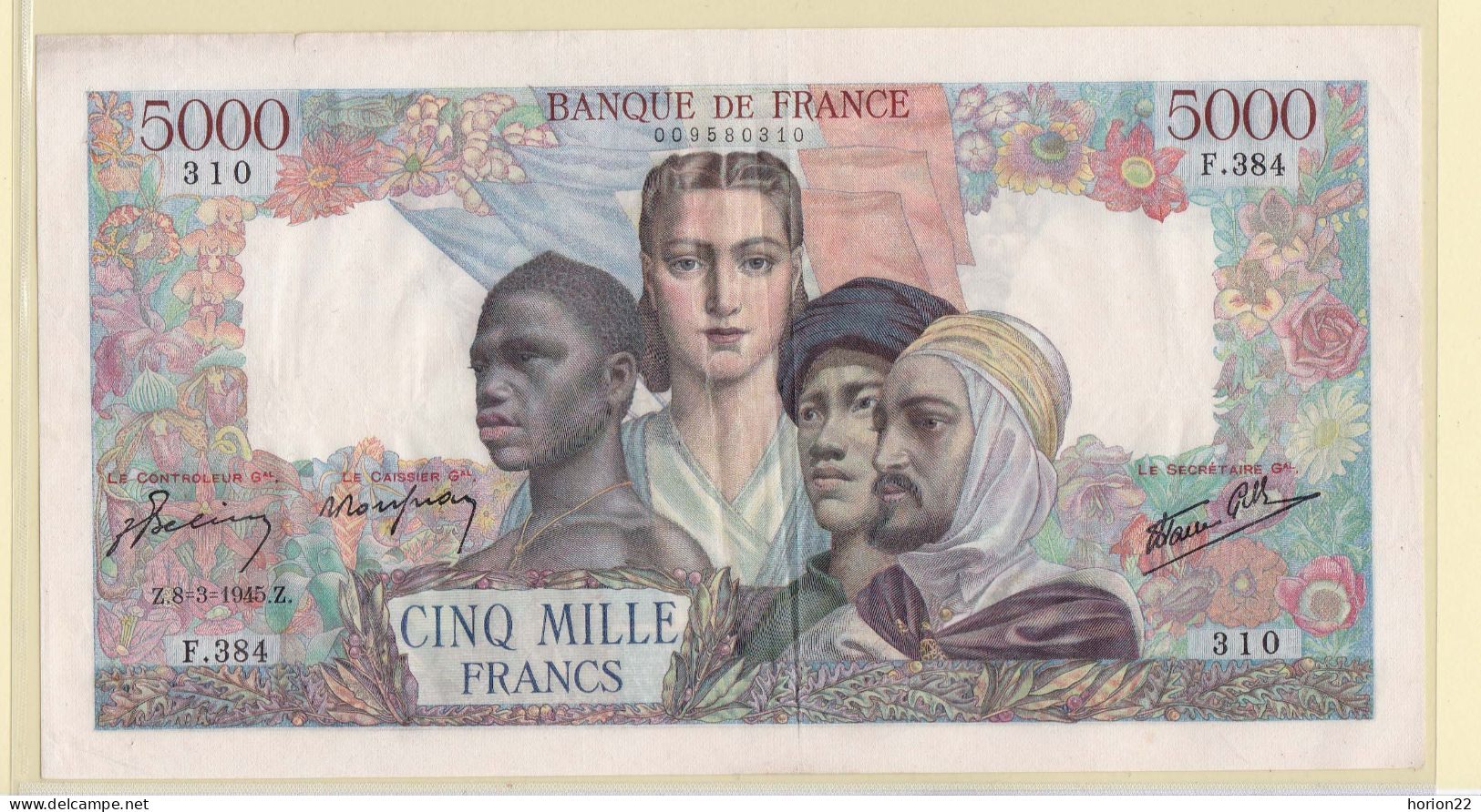 5000 FRANCS EMPIRE Z 8 3 1945 Z 310 F 384 - 5 000 F 1942-1947 ''Empire Français''