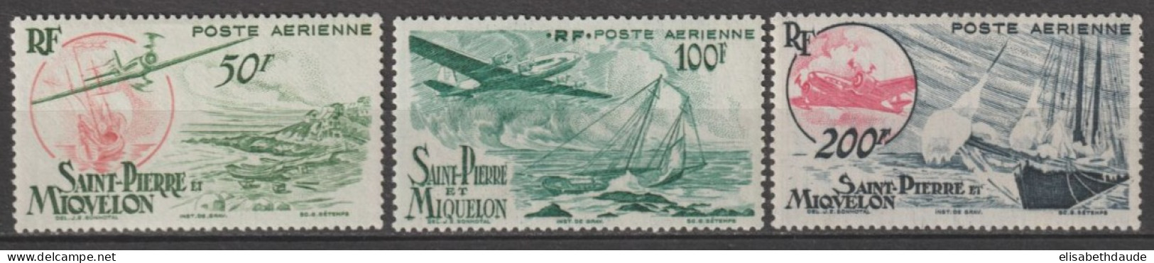 SPM - 1947 - POSTE AERIENNE - SERIE COMPLETE YVERT N° 18/20 * MLH - COTE = 50 EUR. - Neufs