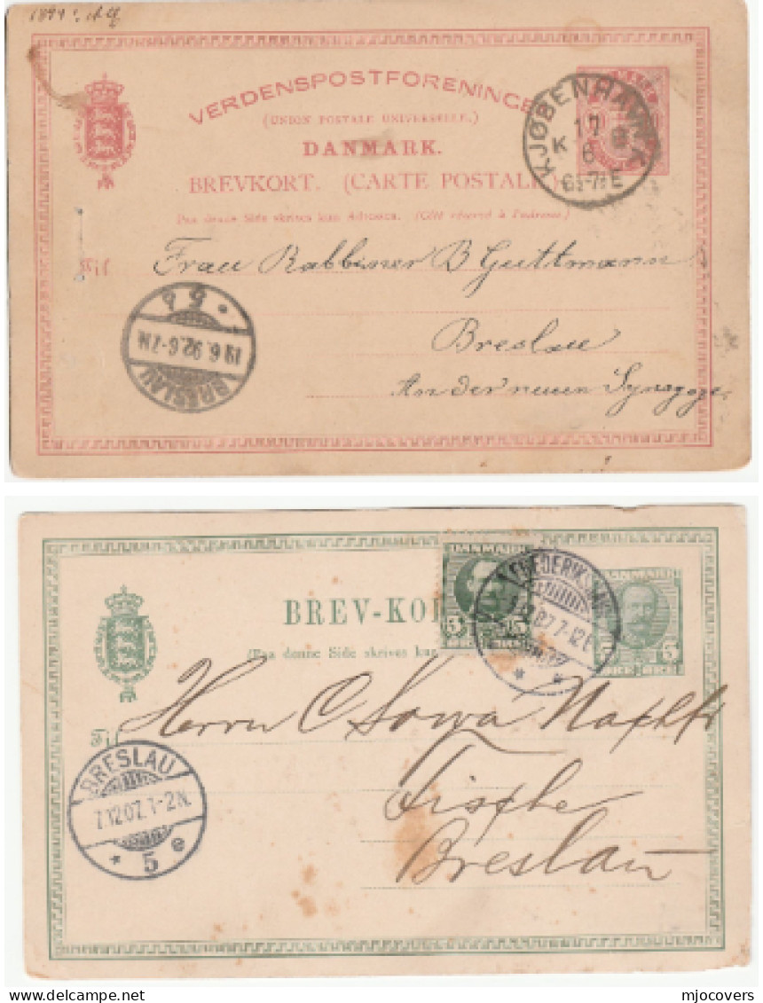 1885 - 1905  Denmark To Breslau Germany POSTAL STATIONERY CARDS Cover Card Stamps - Covers & Documents