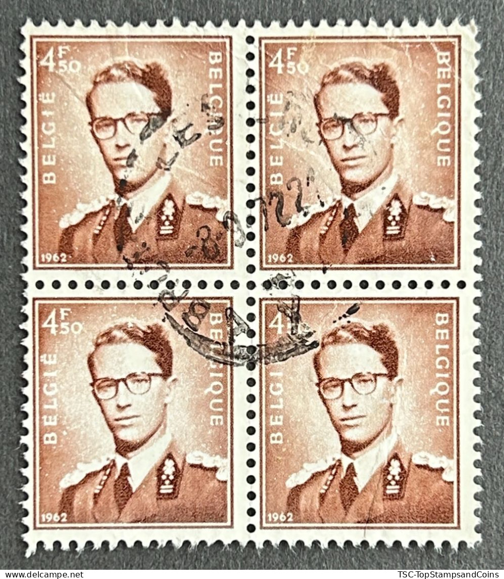 BEL1068UAx4BS - King Baudouin - Block Of 4 X 4.50 F Used Stamps - Belgium - 1962 - 1953-1972 Brillen