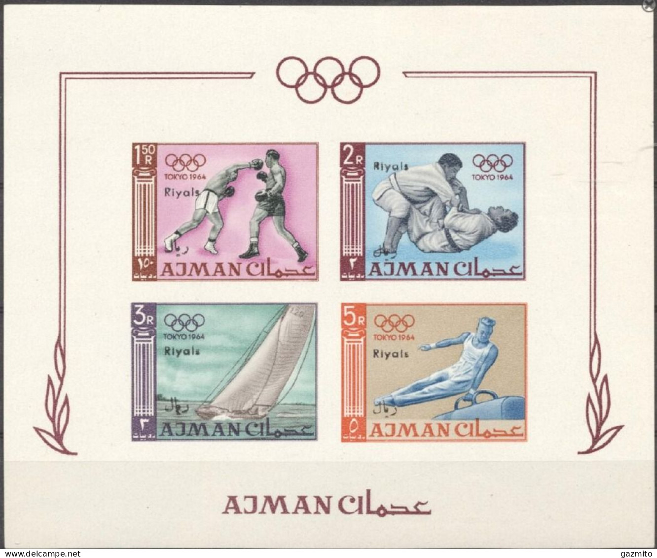 Ajman 1967, Olympic Games In Tokio, Judo, Boxing, Shipping, Gymnastic, 4val In BF IMPERFORATED - Ete 1964: Tokyo