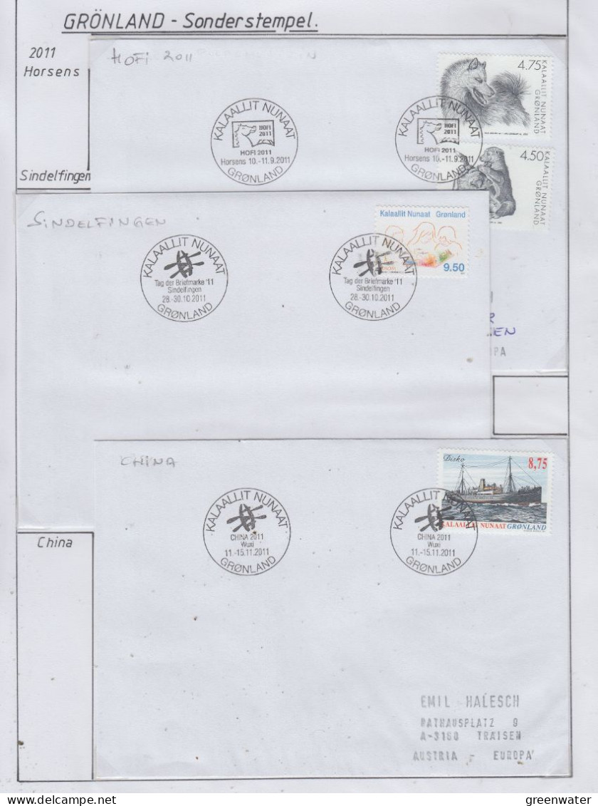 Greenland Sonderstempel 2011 6 Covers (GD182) - Stations Scientifiques & Stations Dérivantes Arctiques