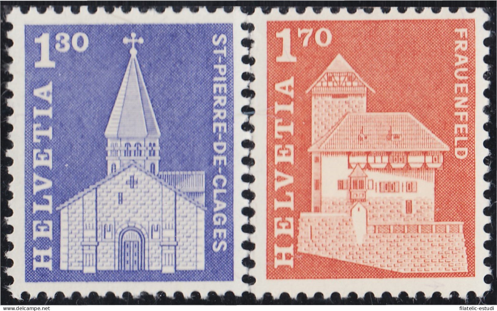 Suiza Switzerland 764/65 1966 Iglesia San Pierre Y Castillo De Frauenfeld MNH - Autres & Non Classés