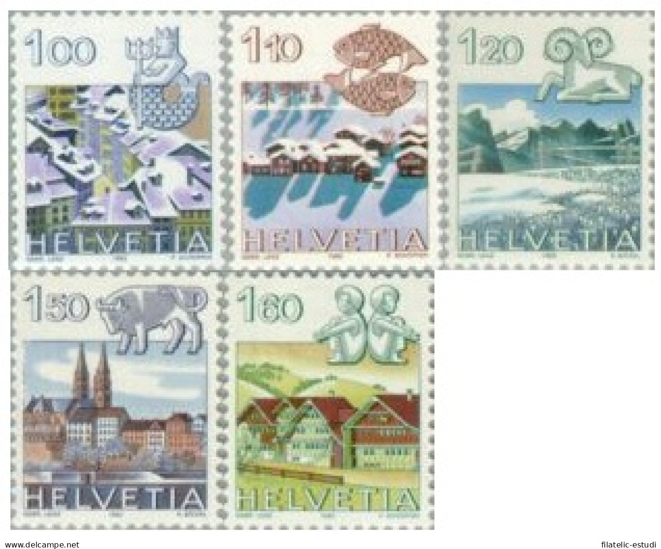 Suiza - 1156/60 - 1982 Serie Signos De Zodiaco Y Paisajes Lujo - Andere & Zonder Classificatie