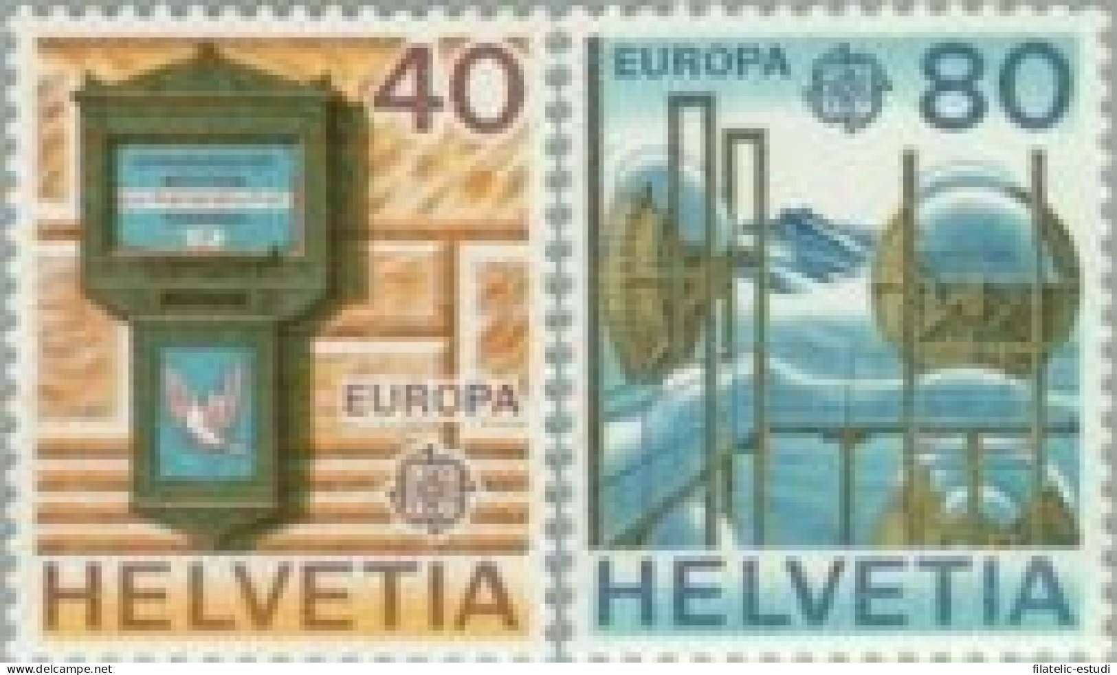Suiza - 1084/85 - 1979 Europa Historia Postal Buzón, Estación De Transmisión L - Other & Unclassified