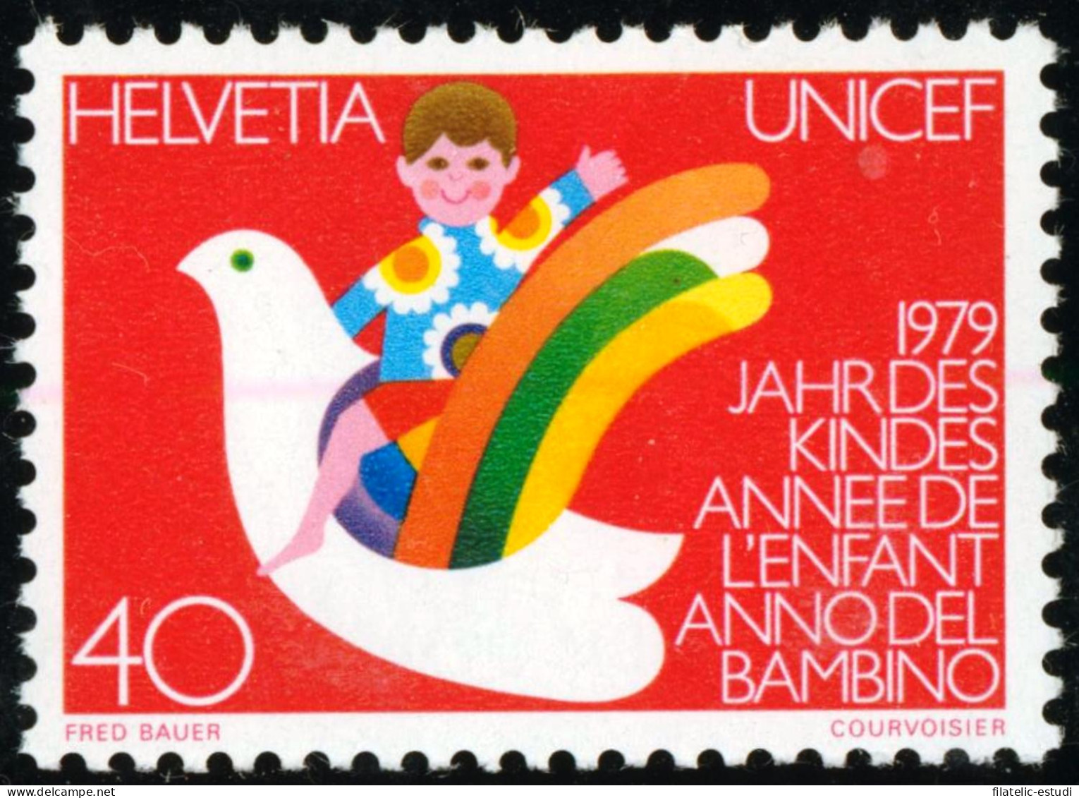 FAU1/S Suiza Switzerland  Nº 1093  1979  Año Inter. Del Niño Paloma Y Niño Luj - Sonstige & Ohne Zuordnung