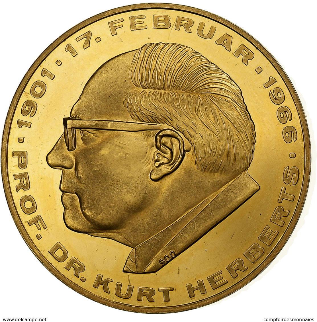 Allemagne, Médaille, Docteur Kurt Herberts, 1966, Or, SUP+ - Andere & Zonder Classificatie