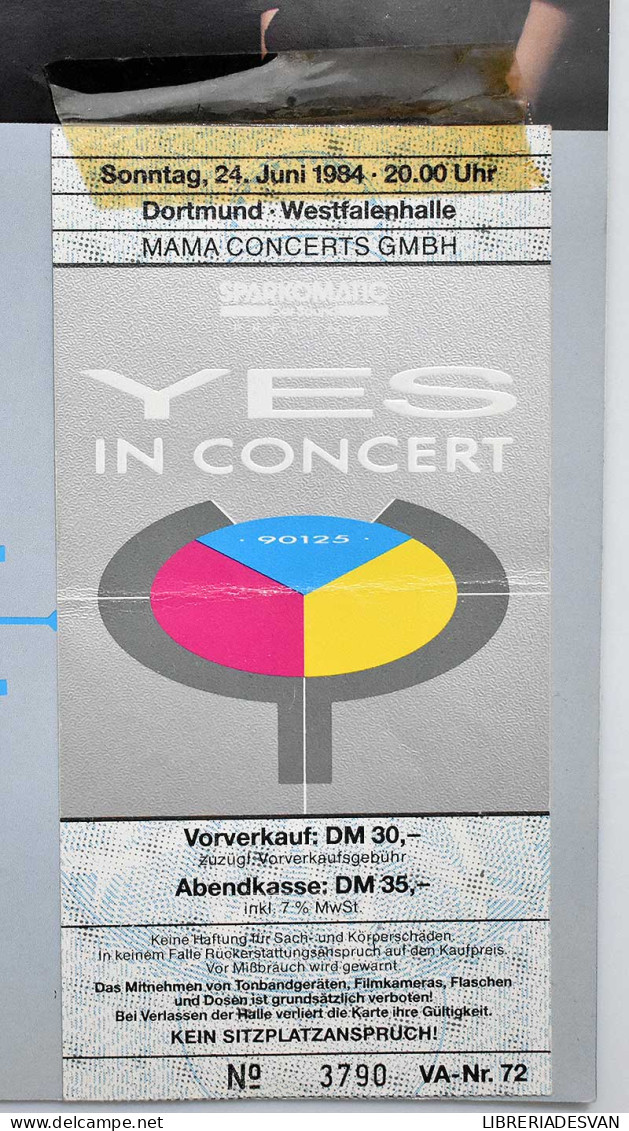 Yes World Tour 1984. Programa Gira + Entradas - Kunst, Vrije Tijd