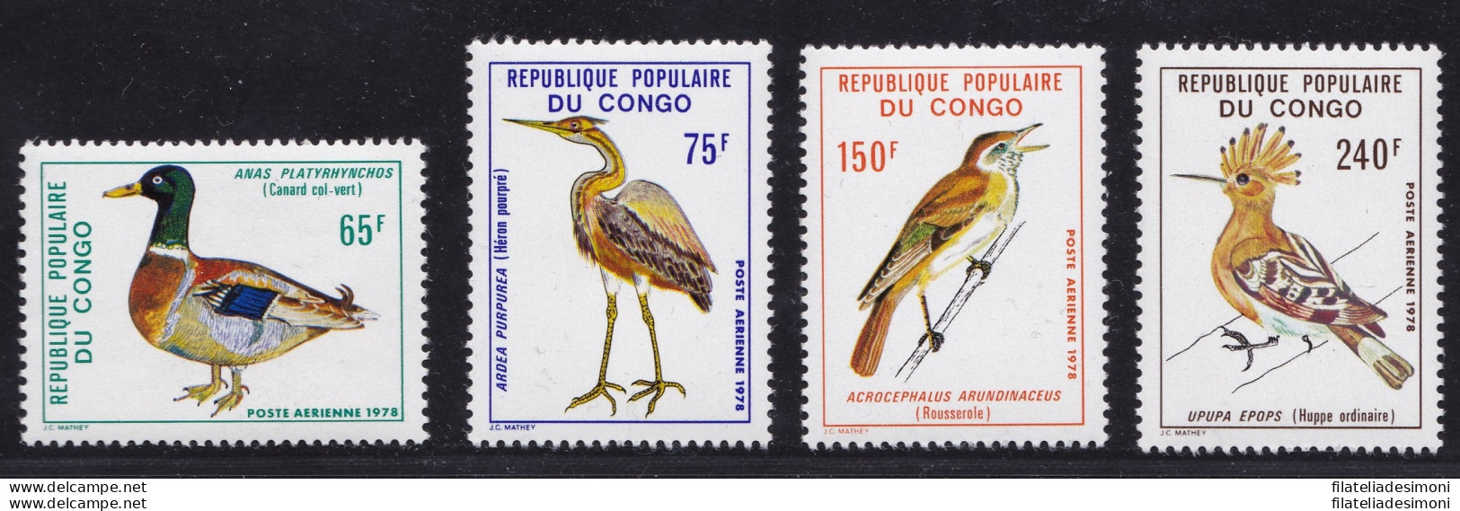 1978 CONGO - Birds/UccelliYvert PA 239/242 Serie Di 4 Val.  MNH/** - Autres & Non Classés