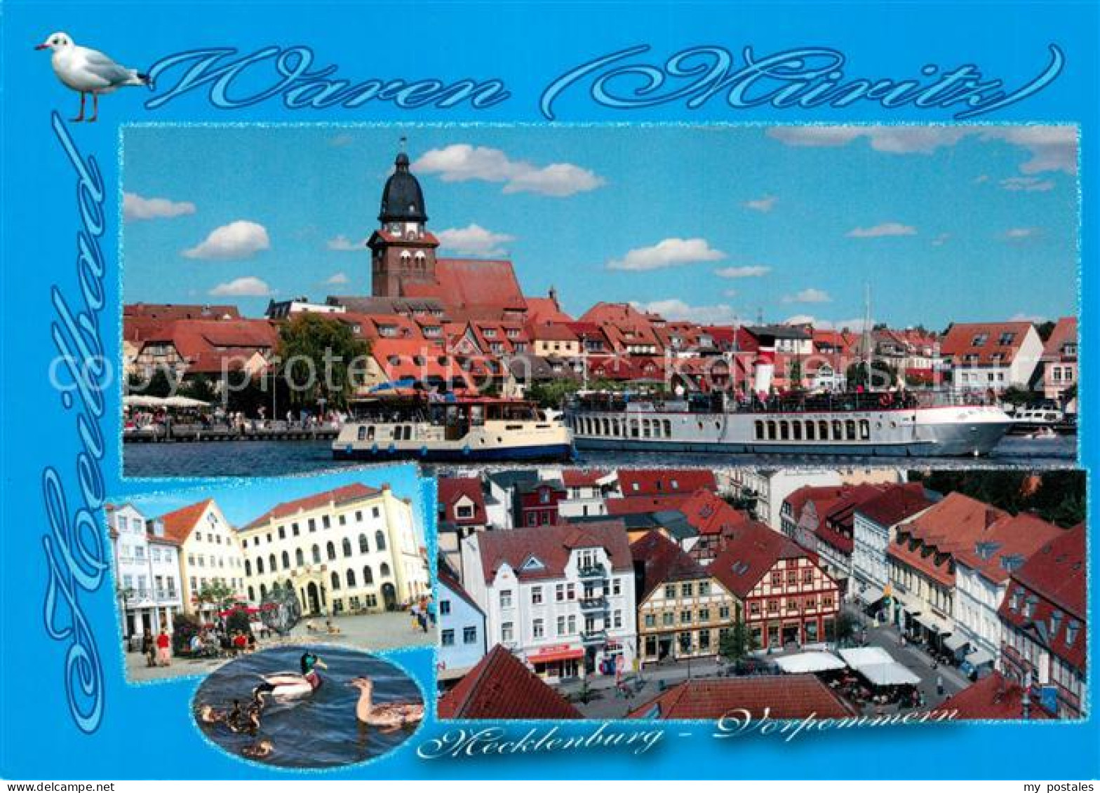 73199127 Waren Mueritz Hafen Marienkirche Marktplatz Waren Mueritz - Waren (Müritz)