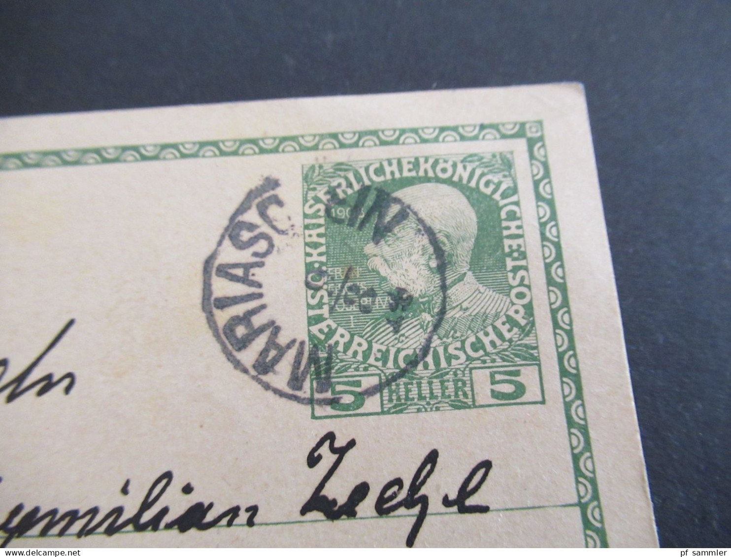 1914 Österreich / Tschechien Ganzsache Stempel K1 Mariaschein Heute Bohosudov Nach Hamm In Westfalen Gesendet - Briefkaarten