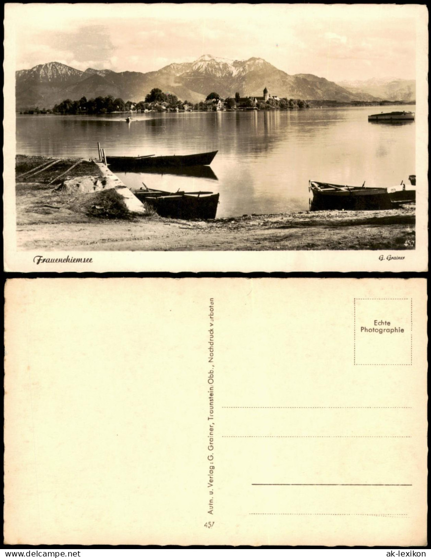 Ansichtskarte Chiemsee Fraueninsel - Chiemsee, Boote Am Ufer 1931 - Chiemgauer Alpen
