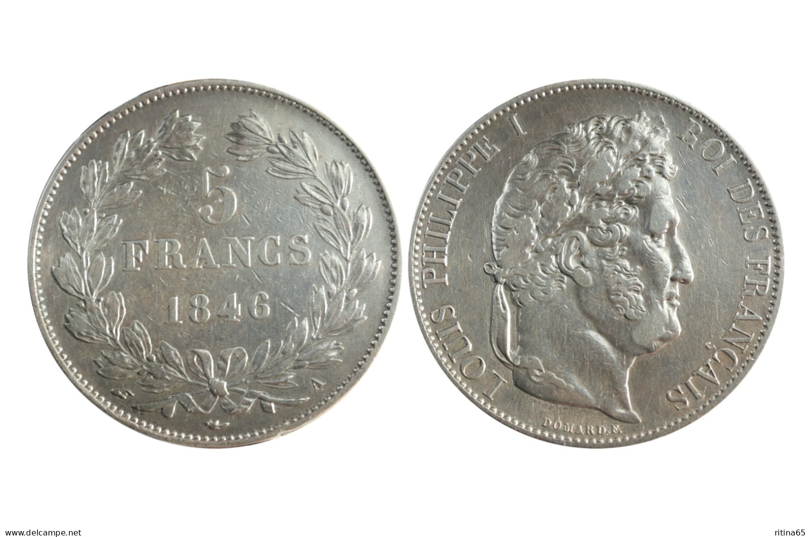 FRANCIA 5 FRANCS 1846 A PARIS IN ARGENTO KM# 749.1 - 5 Francs