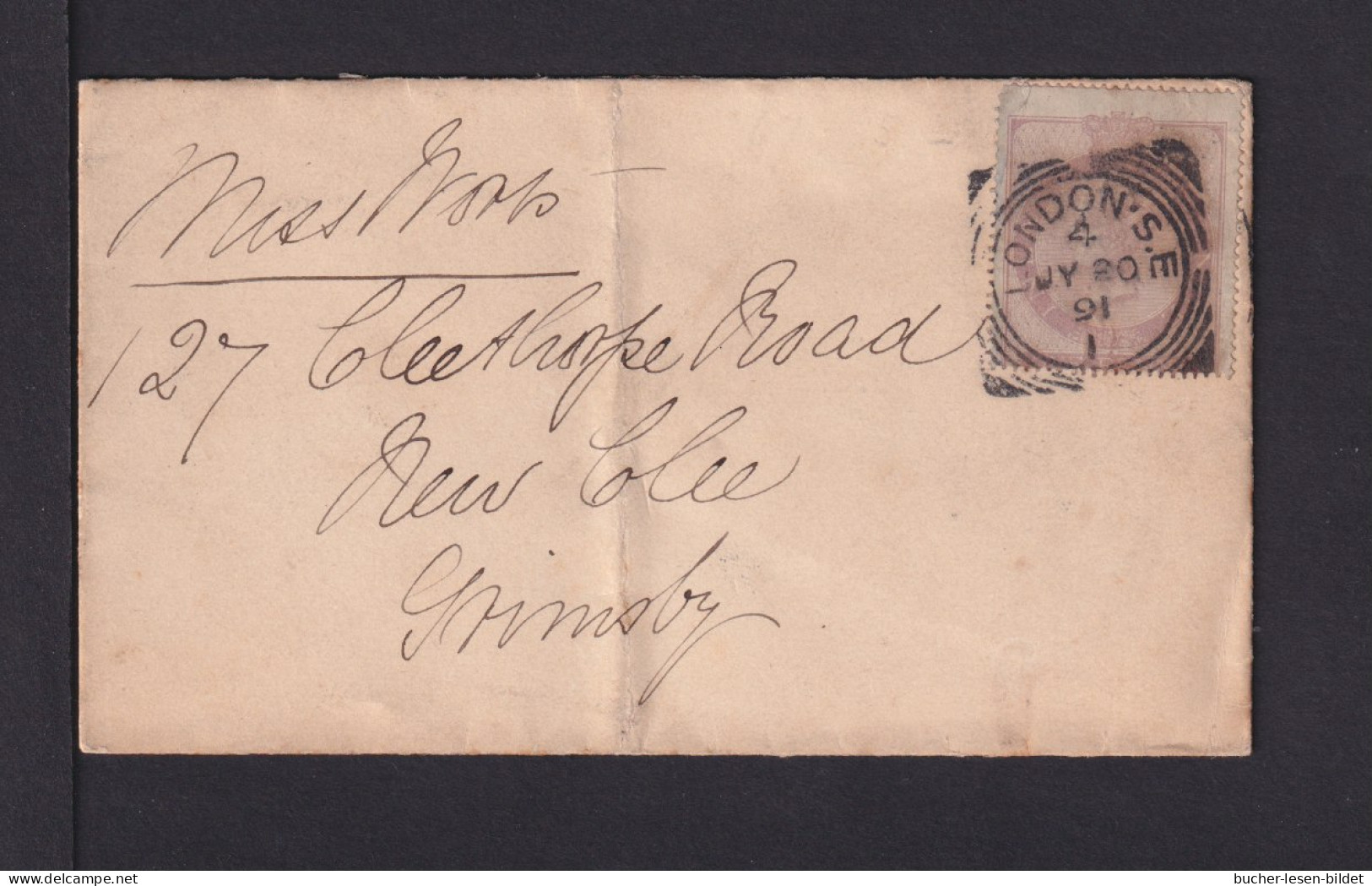 1891 - 1 P. Gebührenmarke Auf Brief Ab London Nach Grimbsy - Storia Postale