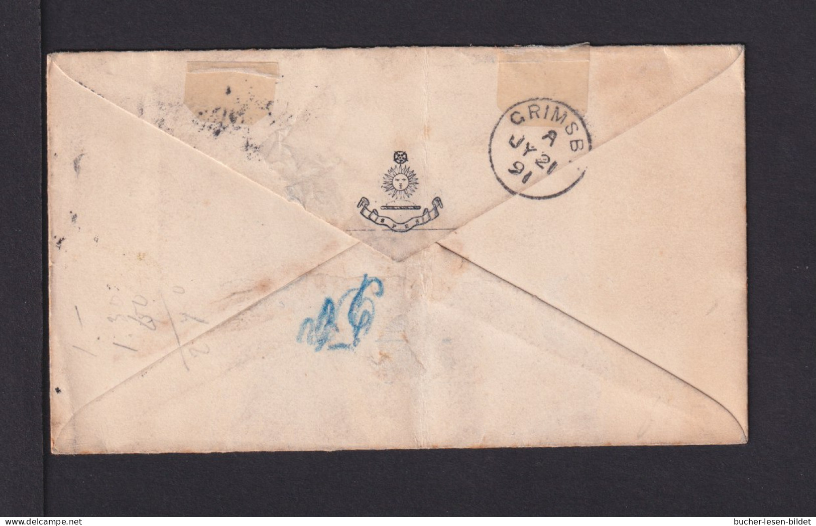 1891 - 1 P. Gebührenmarke Auf Brief Ab London Nach Grimbsy - Storia Postale