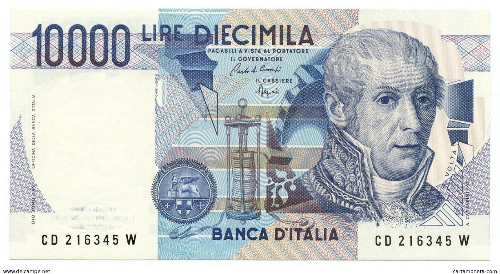 10000 LIRE BANCA D'ITALIA ALESSANDRO VOLTA LETTERA D 22/11/1989 FDS - Altri & Non Classificati