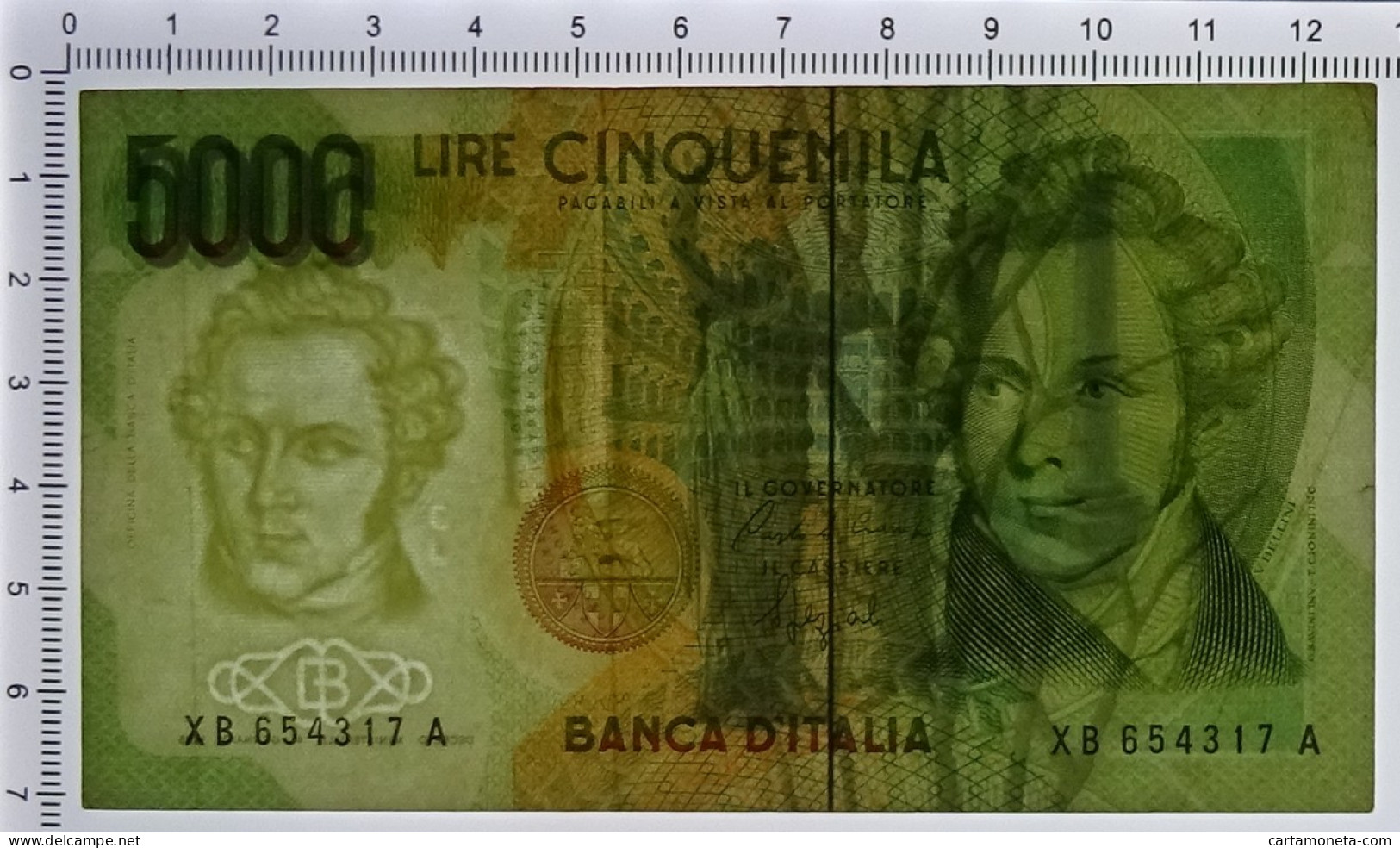 5000 LIRE B. D'ITALIA VINCENZO BELLINI SERIE SOSTITUTIVA XB 12/11/1993 BB+ - Autres & Non Classés