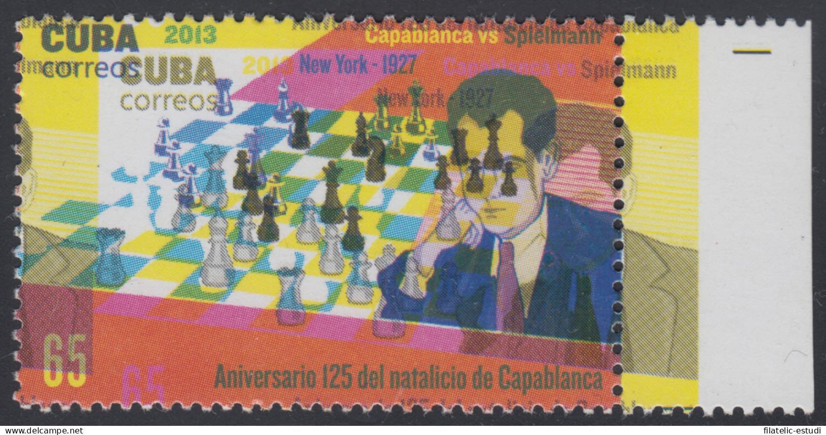 Cuba 5113 2013 José Raúl Capablanca Ajedrez Chess Variedad Color Desplazado MN - Autres & Non Classés