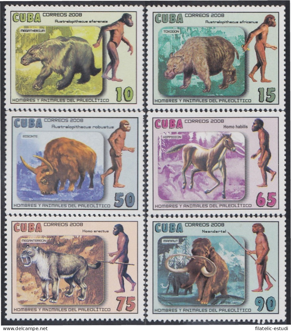 Cuba 4609/14 2008 Hombres Y Animales Prehistóricos MNH - Andere & Zonder Classificatie