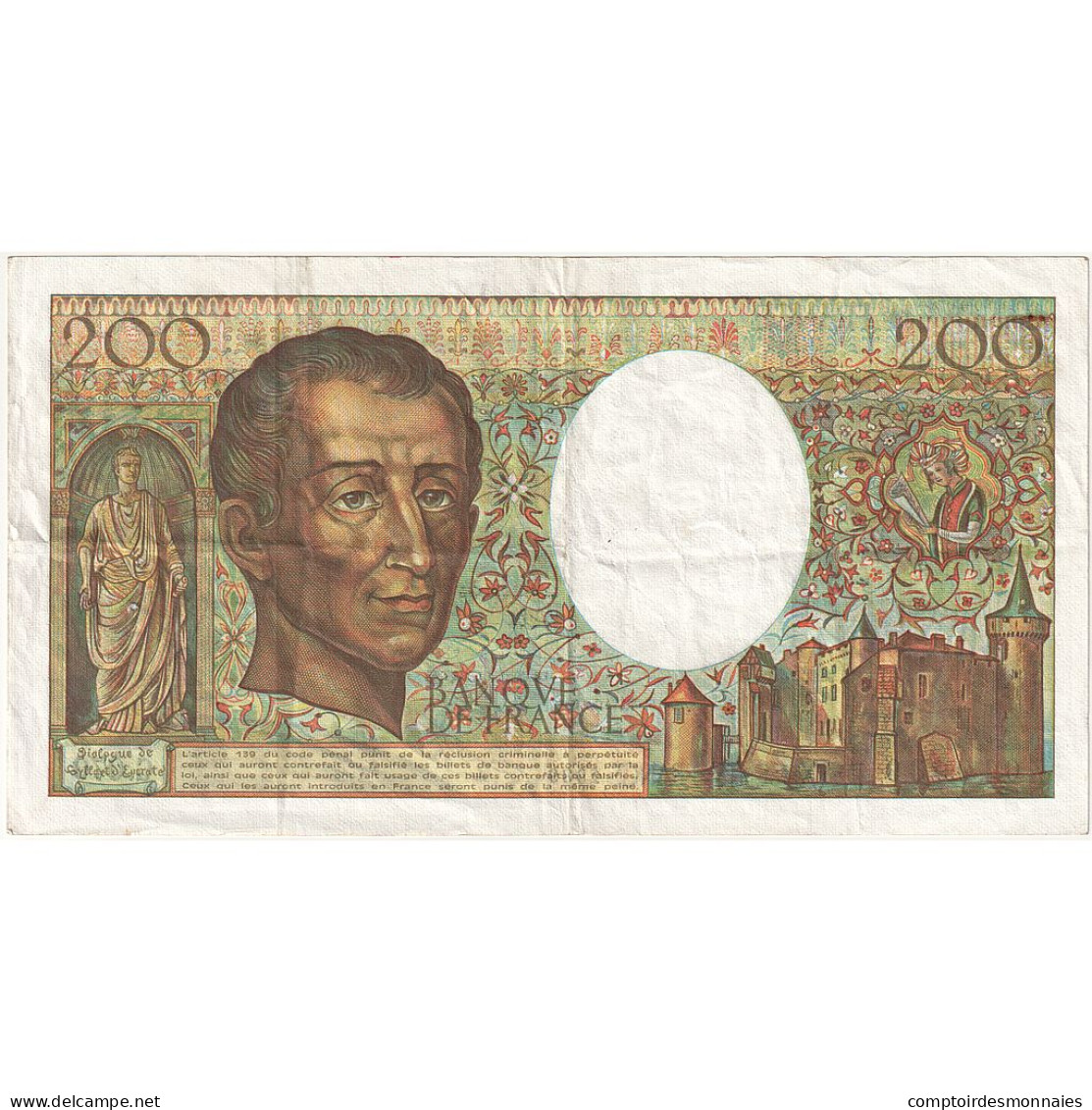 France, 200 Francs, Montesquieu, 1989, C.070, TTB+, Fayette:70.09, KM:155c - 200 F 1981-1994 ''Montesquieu''