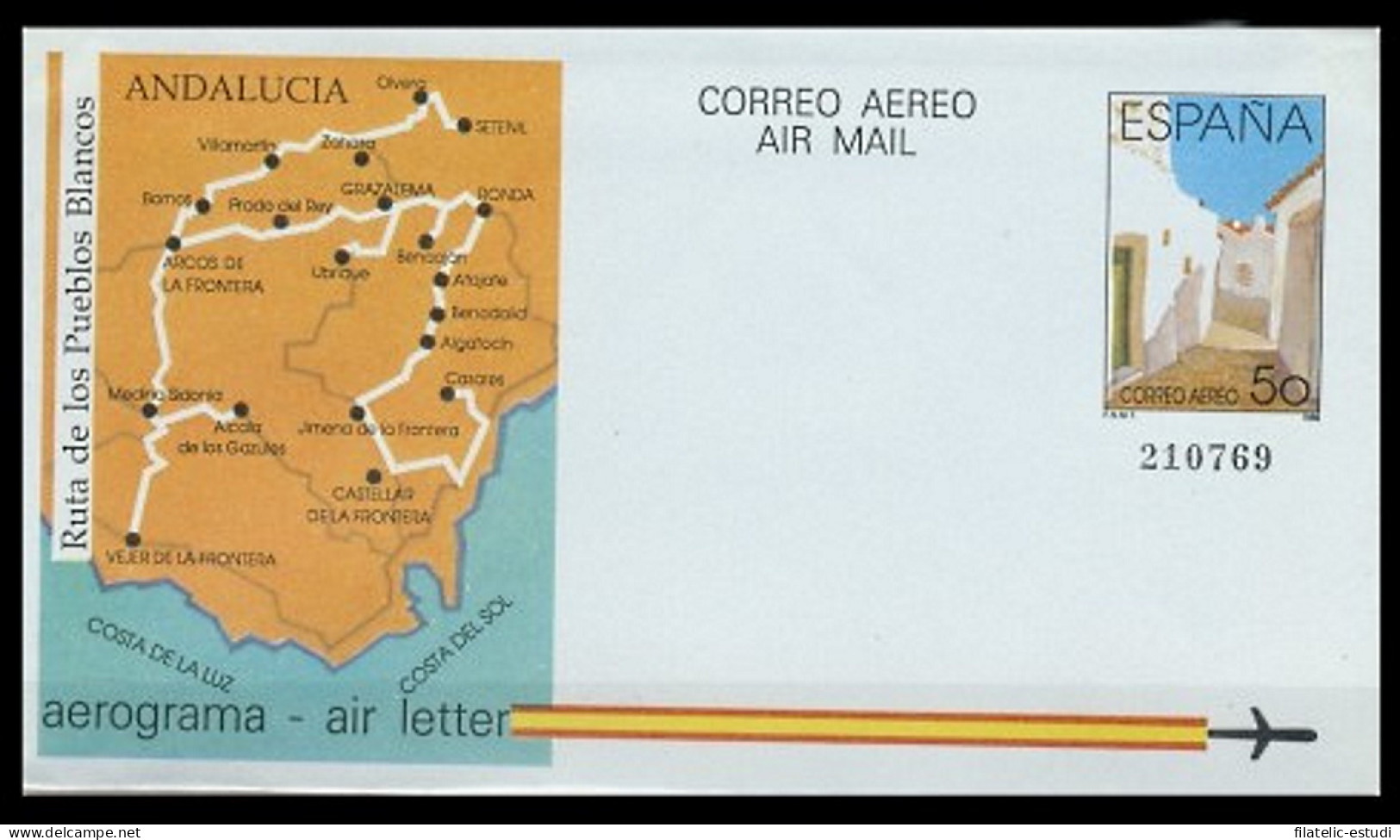 España Aerograma 213 1988 Rutas Turísticas Ruta De Lo Pueblos Blancos - Aérogrammes