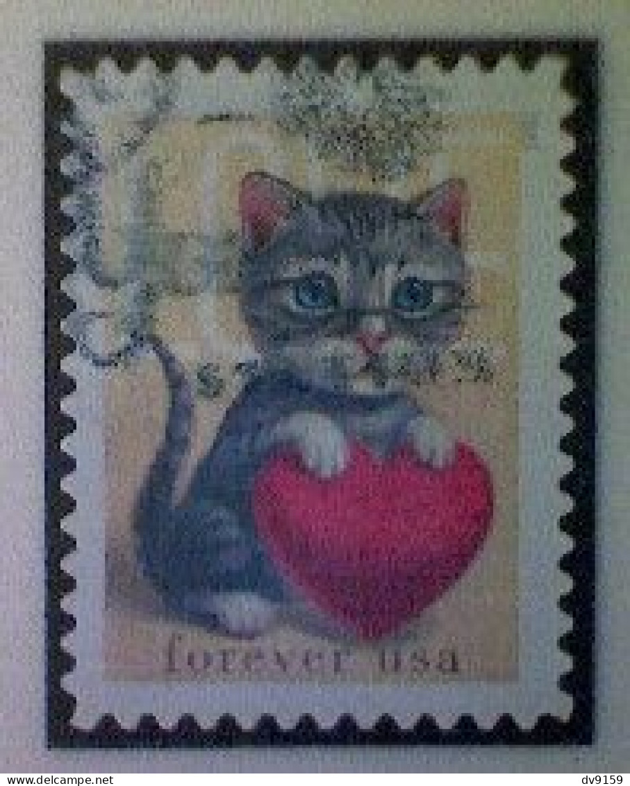 United States, Scott #5745, Used(o), 2023, Love Stamp: Kitten And Heart, (60¢) - Oblitérés