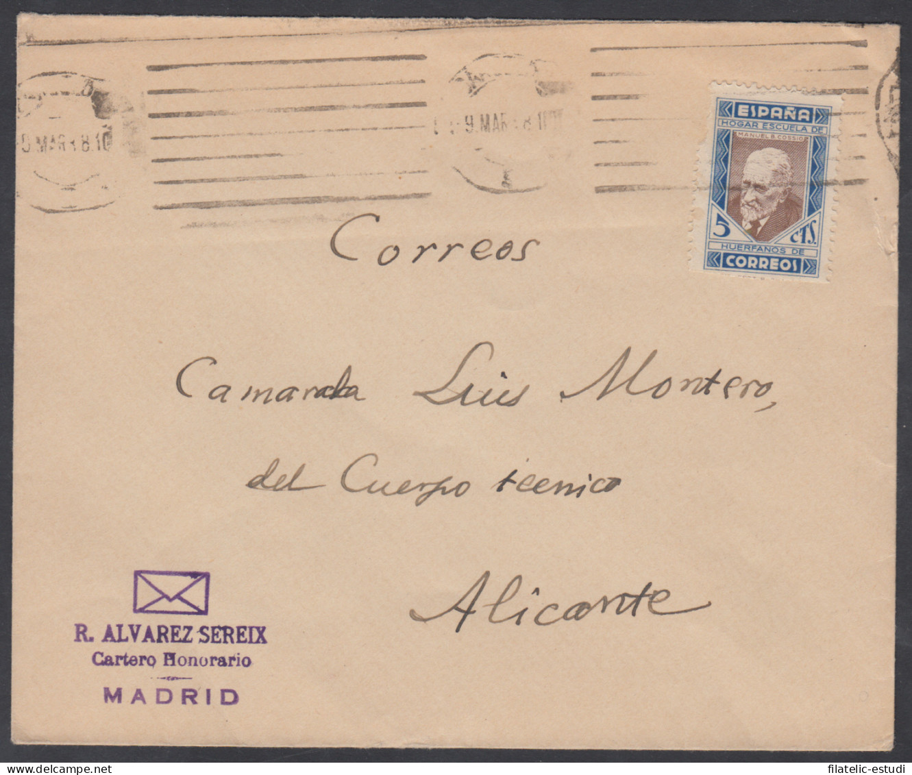 España Spain Franquicias 10 1893 R. Alvarez Sereix En Carta - Franchise Postale