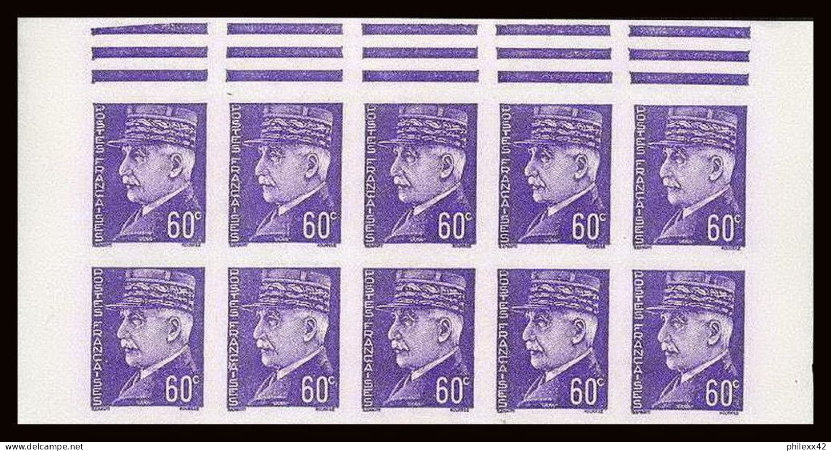 France N°509 Pétain Bloc De 10 Non Dentelé ** MNH (Imperf) - 1941-1950