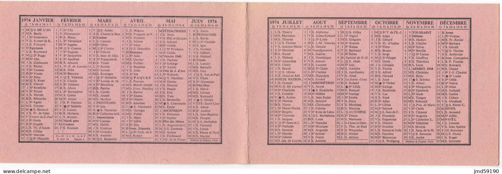 Calendrier Petit Format 1974 : "Meilleurs Vœux Des Boueux Pour 1973" Imprimerie Renard HAZEBROUCK NORD 59 - Klein Formaat: 1971-80
